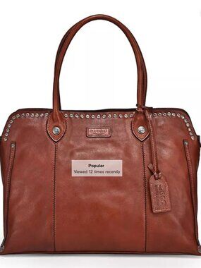 NWT OLD TREND COGNAC LEATHER SOULD STUD SATCHEL